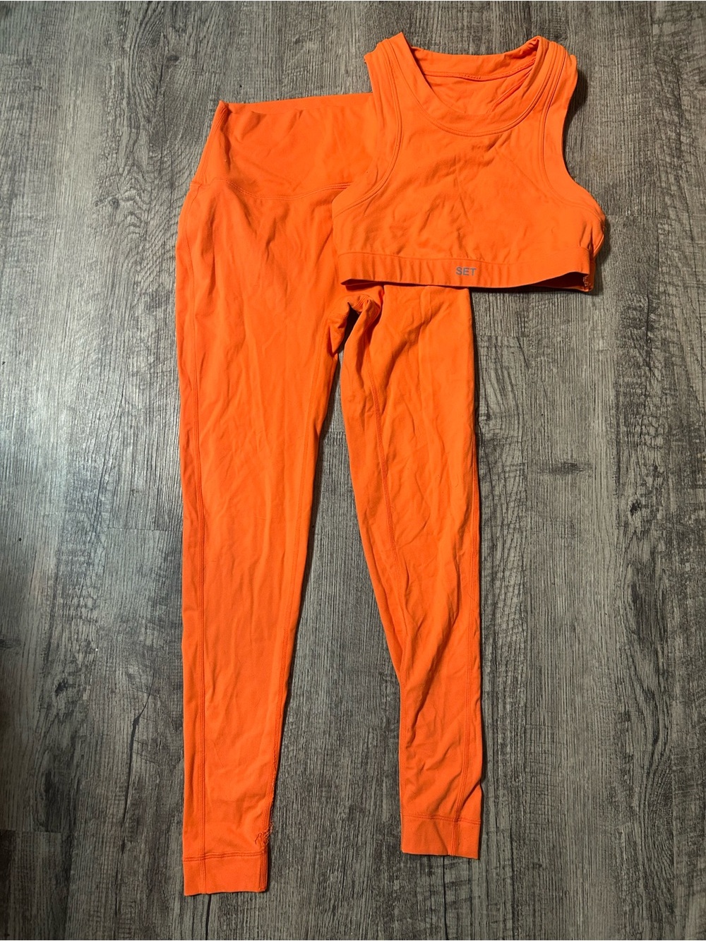 SET Active Bright Orange High-Waist Leggings with Matching Crop Tank
